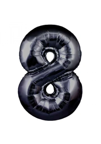 8 Rakamı Siyah Renk Folyo Balon 100 cm