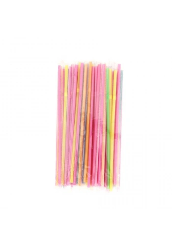 Plastik Jelatinli İnce Körüklü Renkli Pipet - 100 Adet