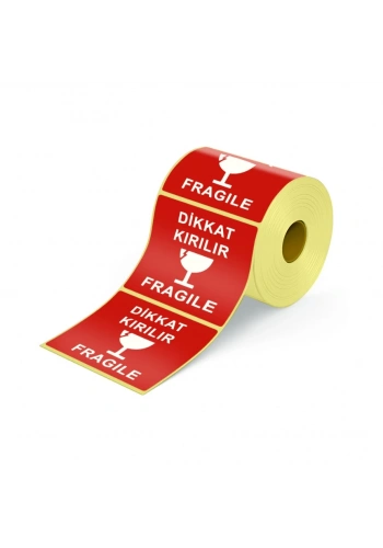 Dikkat Kırılır Etiketi 10x10 - 250 Etiket