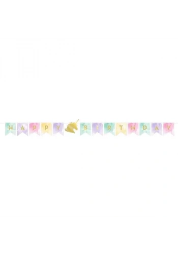 Unicorn Partisi Happy Birthday Bayrak Afiş