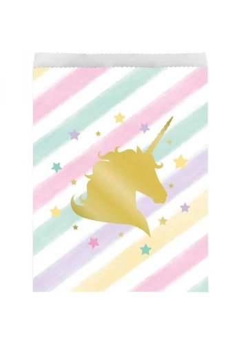 Unicorn Partisi Pırılıtlı Kese Kağıdı  10 Adet
