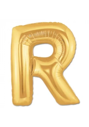 R Harfi Altın Renk Folyo Balon 100 cm