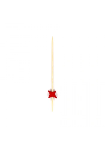 Bambu Kürdan Kırmızı Yıldız 12 cm - 50 Adet