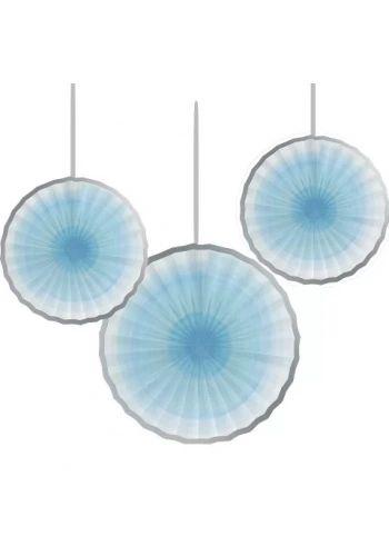 Bebek Mavisi Yelpaze Duvar Süsü 3 Adet