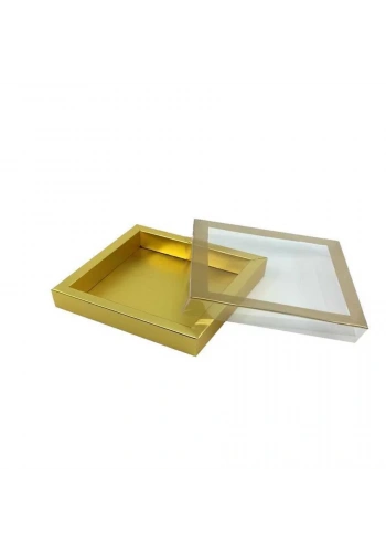 Asetat Kapaklı Gold Kutu 15x19x2,5 cm - 20 Adet