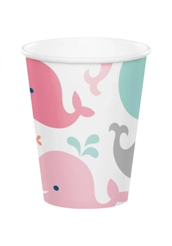 Sevimli Balina Pembe Bardak 8 Adet