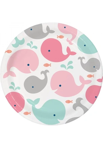 Sevimli Balina Pembe 8 li Tabak