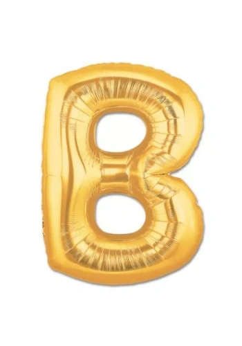 B Harfi Altın Renk Folyo Balon 100 cm
