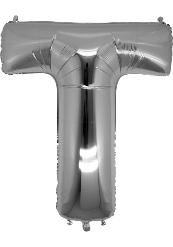 T Harfi Gümüş Folyo Balon