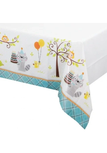 Happy Woodland Mavi Masa Örtüsü