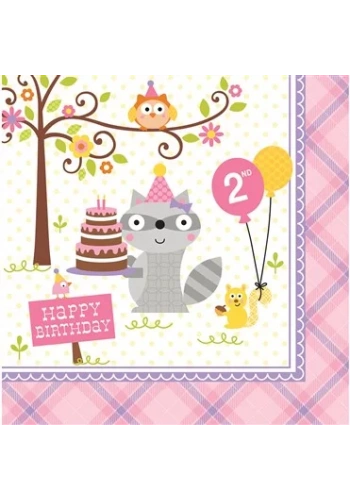 Happy Woodland Pembe 2 Yaş B. Peçete