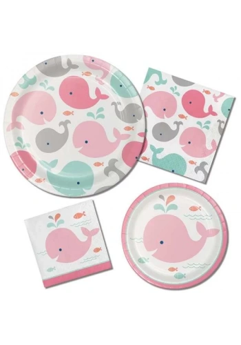 Pembe Balinalar 1 Yaş EKO Parti seti 16 KİŞİLİK