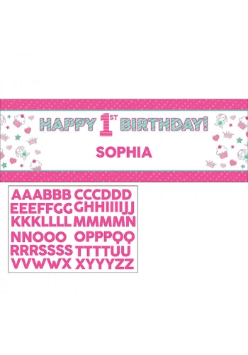 İlk Yaş Partim Kız Harf Stickerlı Dev Afiş