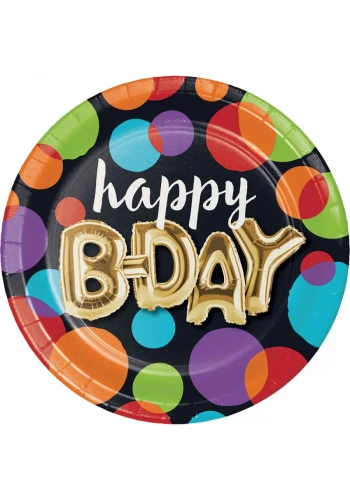 Işıltılı Balonlar Happy Birthday 8 li Tabak