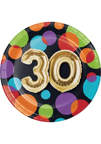 Işıltılı Balonlar 30 YAŞ Küçük Tabak 8 Adet