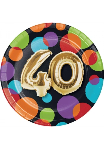 Işıltılı Balonlar 40 YAŞ Küçük Tabak 8 Adet