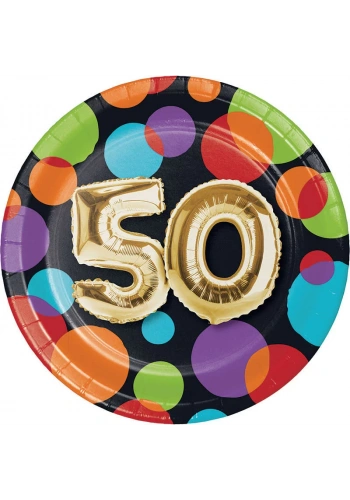 Işıltılı Balonlar 50 YAŞ Küçük Tabak 8 Adet