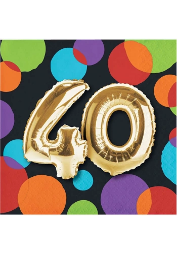 Işıltılı Balonlar 40 YAŞ 16 lı  Küçük Peçete