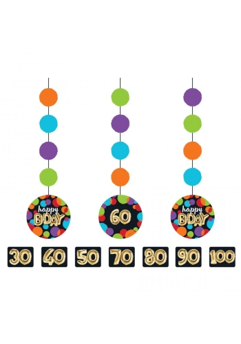 Işıltılı Balonlar Rakam Stickerlı 3 lü Asma Süs