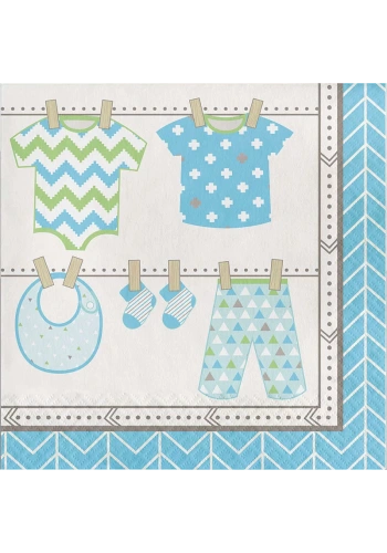 Bebek Kıyafetleri Mavi  Peçete 16 Adet