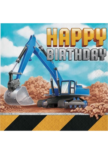 İnşaat Partisi Happy Birthday Peçete 16 Adet