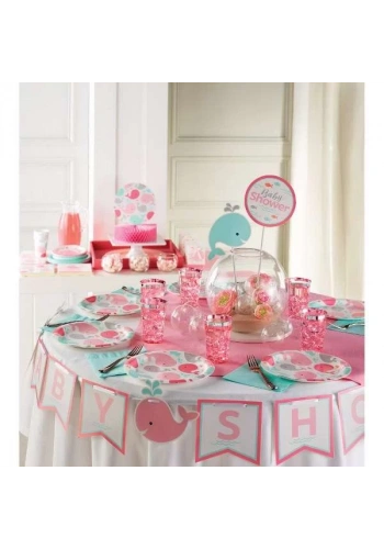 Pembe Balinalar 1 Yaş SÜPER Parti Seti 24 KİŞİLİK