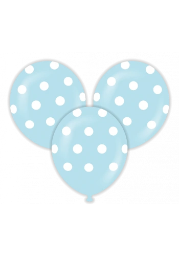 Mavi Puanlı Çepeçevre Baskılı Balon 10 Adet