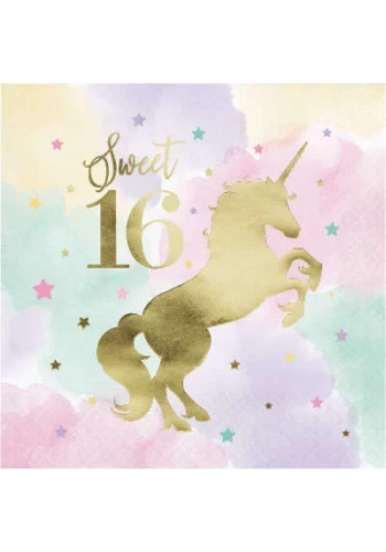Unicorn Partisi Sweet 16 Peçete 16 Adet