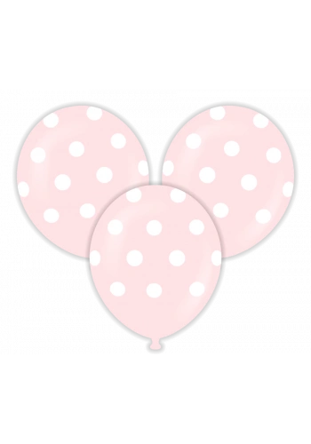 Pembe Puanlı Çepeçevre Baskılı Balon 10 Adet