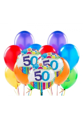 50 Yaş Rengarenk Balon Demeti 23 Adet