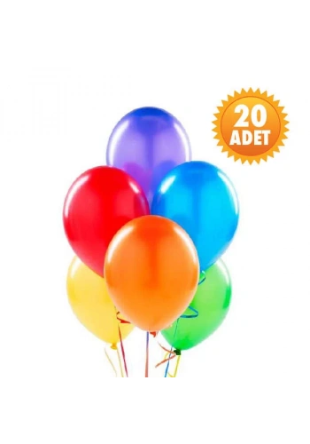 Karışık Renk 20 Li Latex Balon