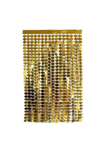 Metalize Gold Kalpli Kapı Perdesi - Duvar Fonu