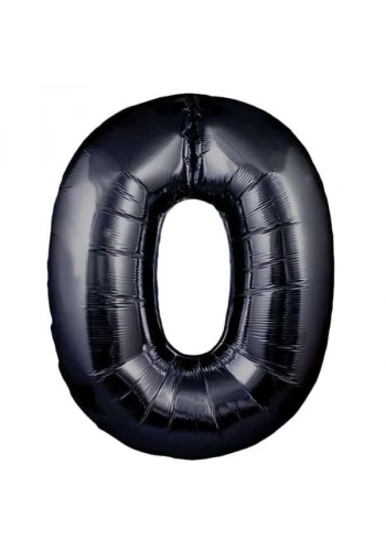 0 Rakamı Siyah Renk Folyo Balon 100 cm