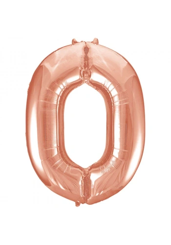 0 Rakamı Rose Gold Folyo Balon 100 cm