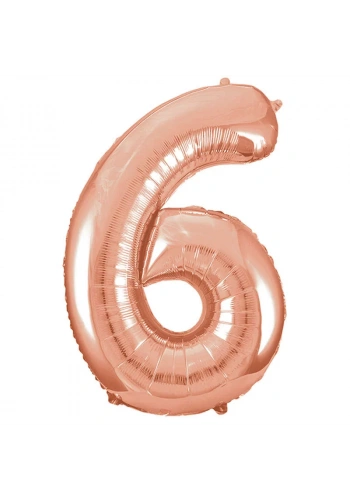 6 Rakamı Rose Gold Folyo Balon 100 cm