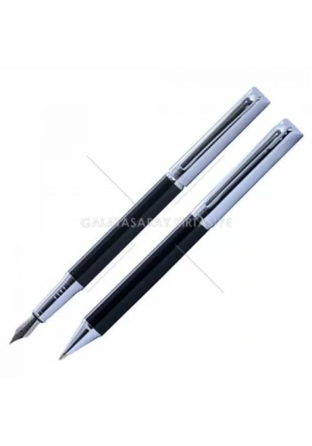 Steelpen Dolmakalem + Tükenmez Plus Siyah Krom Desenli 5083
