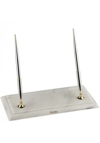 Scrikss Masa Takımı Beyaz Mermer (Medalist Çift Dolmakalem)