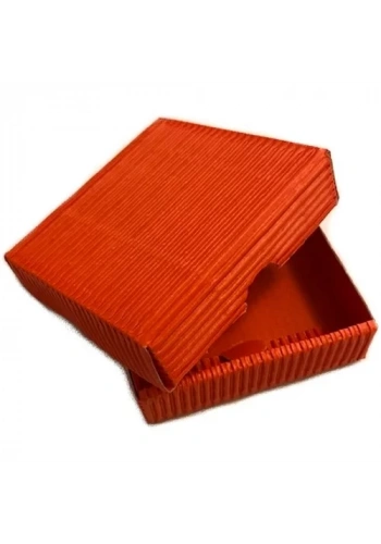 Oluklu Karton Mini Kutu Turuncu (7,5 x 7,5 x 2 cm.)