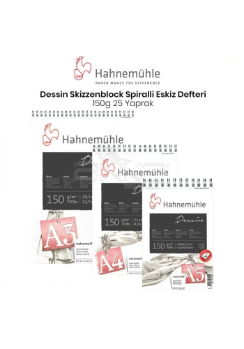 Hahnemühle Dessin Skizzenblock Spiralli Eskiz Defteri 150g 25 Yaprak