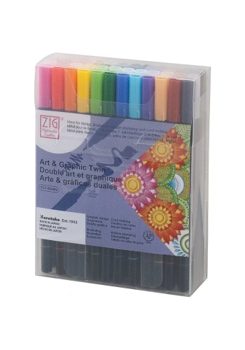 Zig Art & Graphic Twin Brush Pen Çift Uçlu Çizim Kalemi 48li Set TUT-80/48V