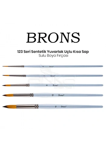 Brons Sentetik 123 seri Yuvarlak Uçlu Sulu Boya Fırçası