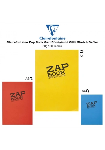 Clairefontaine Zap Book Geri Dönüşümlü Ciltli Sketch Defter 80g 160 Yaprak