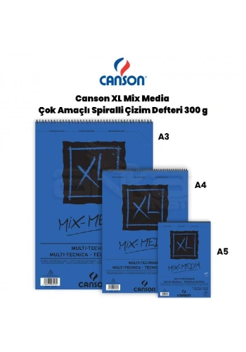Canson XL Mix Media Çok Amaçlı Spiralli Çizim Defteri 300g