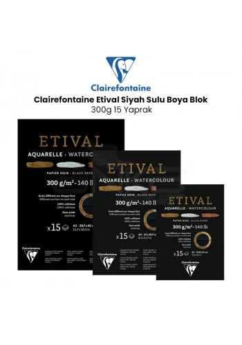 Clairefontaine Etival Siyah Sulu Boya Blok 300g 15 Yaprak