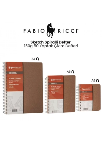 Fabio Ricci Sketch Spiralli Defter 150g 50 Yaprak Çizim Defteri