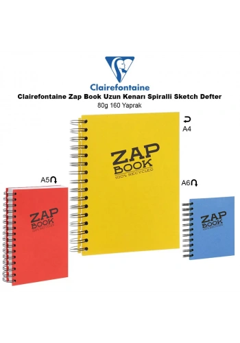 Clairefontaine Zap Book Uzun Kenarı Spiralli Sketch Defter 80g 160 Yaprak