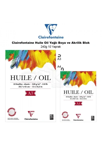 Clairefontaine Huile Oil Yağlı Boya ve Akrilik Blok 240g 10 Yaprak