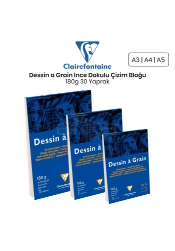 Clairefontaine Dessin a Grain İnce Dokulu Çizim Bloğu 180g 30 Yaprak