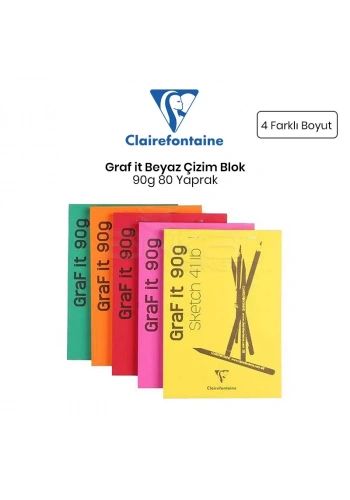 Clairefontaine Graf it Beyaz Çizim Blok 90g 80 Yaprak