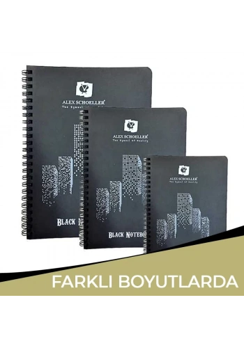 Alex Schoeller Black Notebook Siyah Defter Spiralli 120g 60 Yaprak